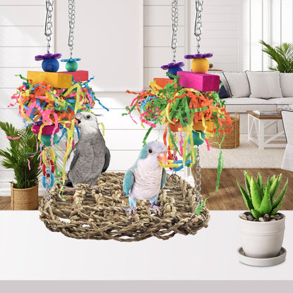 Bird Toys, Grass Swing Hammock Climbing Toy for Parrot Parakeet