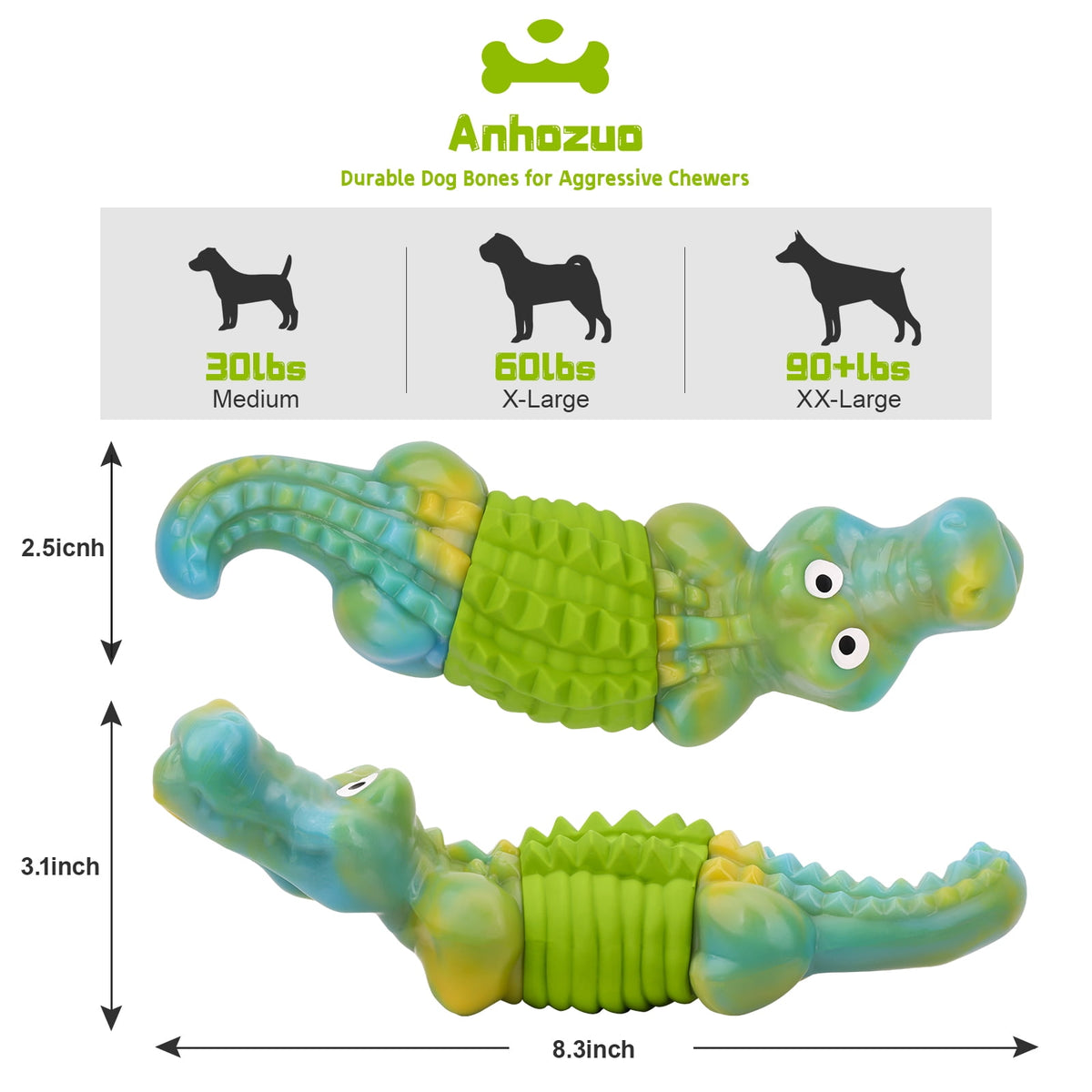 Tough Dog Toys,Dog Toys for Aggressive Chewers,Indestructible Dog Toys for Large Breed,Durable Dog Toys for Large Dogs,Bacon Flavor,Green
