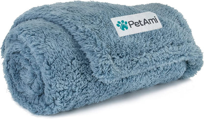 Fluffy Sherpa Waterproof Dog Blanket for Medium Pet Cat 29X40, Blue