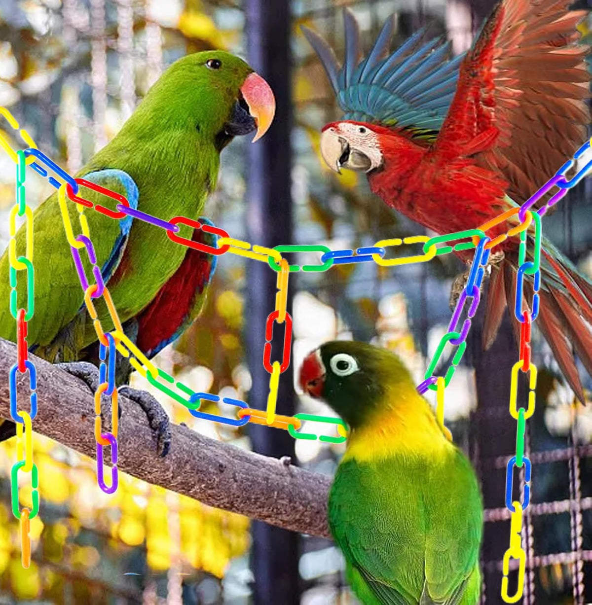 200Pcs Rainbow C-Clips Plastic Chain Links for Birds & Small Pets