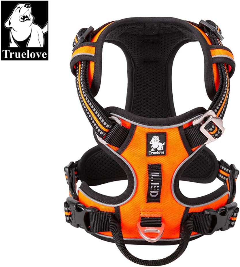 Dog Harness No Pull Nylon Reflective Pet Harness Adjustable Comfortable Control Step-In Brilliant Colors Truelove TLH56512 Orange