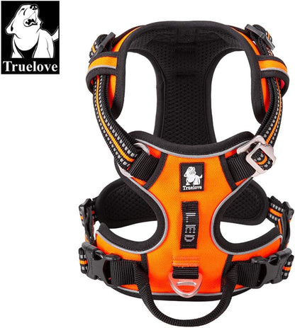 Dog Harness No Pull Nylon Reflective Pet Harness Adjustable Comfortable Control Step-In Brilliant Colors Truelove TLH56512 Orange