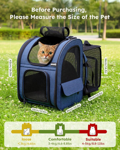 Cat Carrier Backpack Expandable, Cat Backpack with Breathable Window