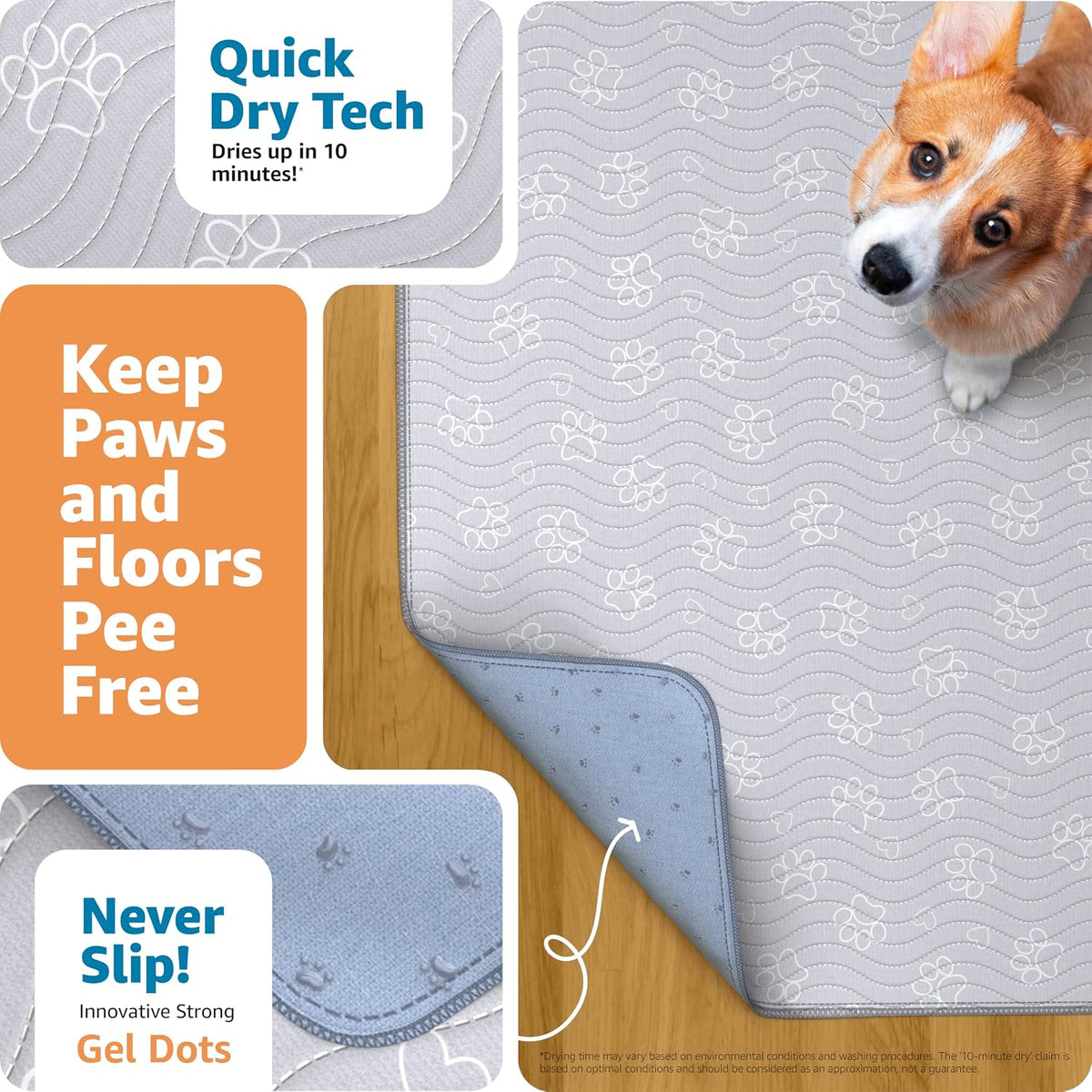 ® Reusable Puppy Pad – Waterproof, Extra-Absorbent, Washable Pee Pad for Dog Training, Whelping, & More – Protect Your Floors & Pet with Quick-Drying Potty Pad (Paws & Hearts, Medium 36"X41")