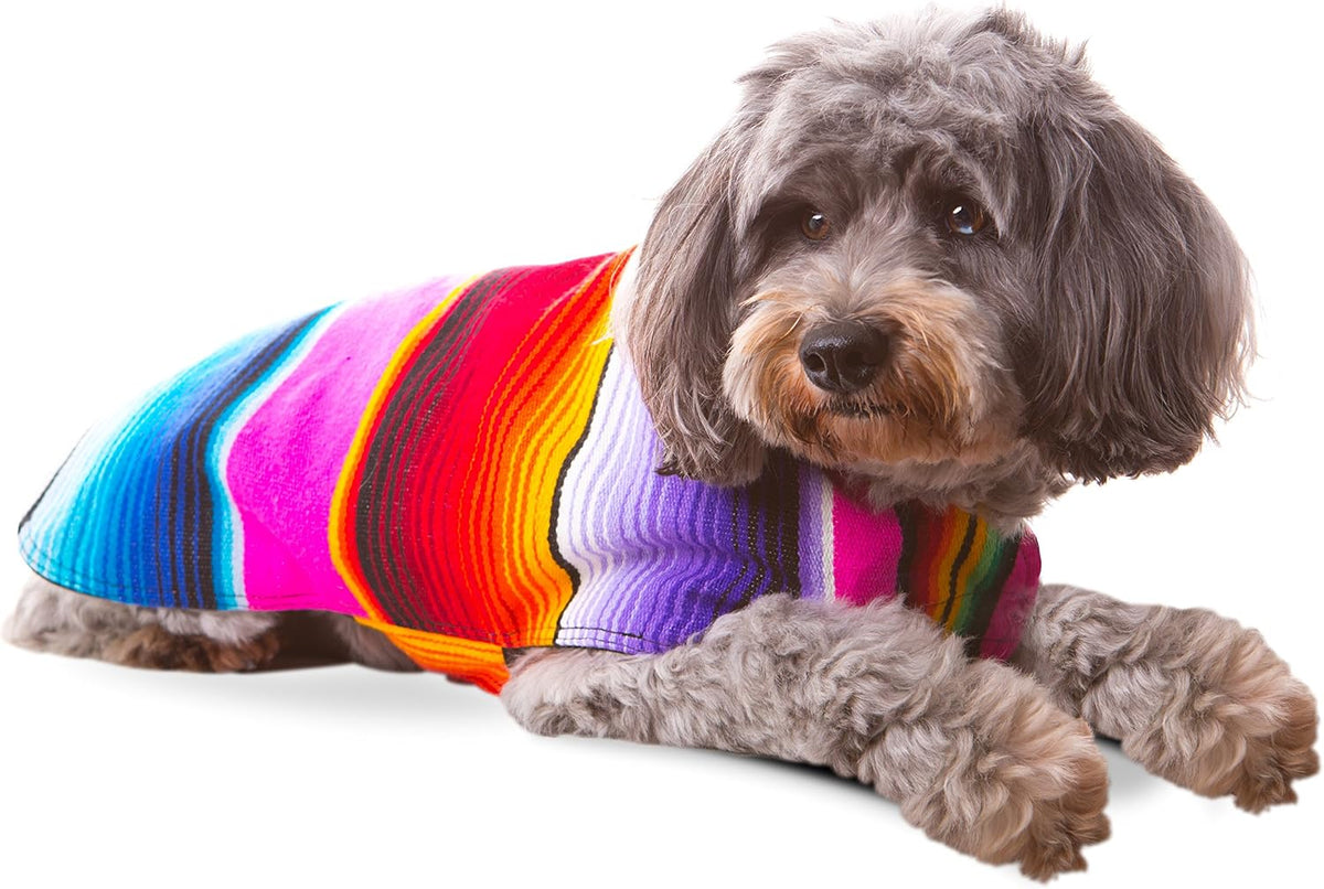 Dog Clothes - Handmade Dog Poncho from Authentic Mexican Blanket by  (Pink, Small)