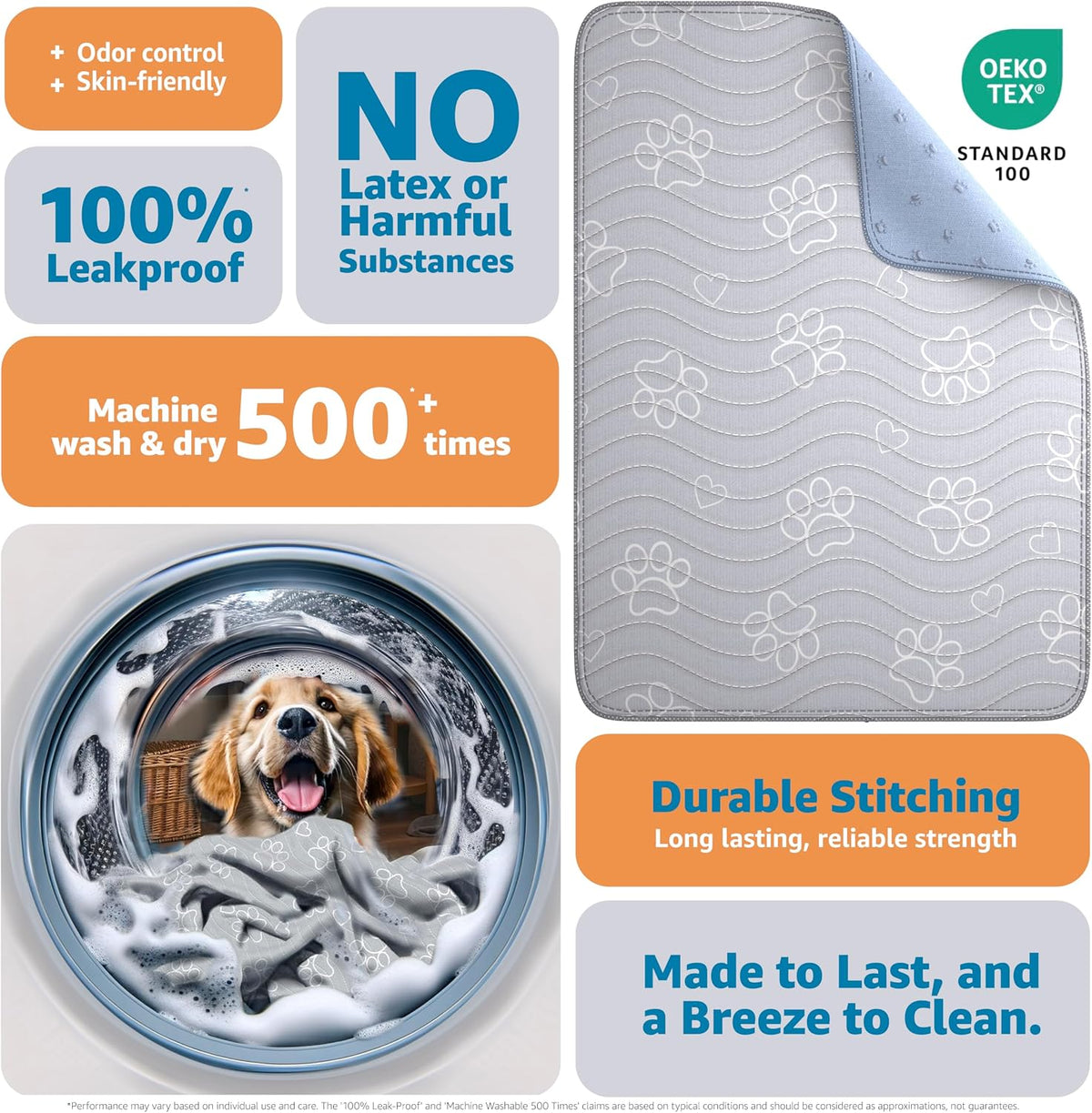® Reusable Puppy Pad – Waterproof, Extra-Absorbent, Washable Pee Pad for Dog Training, Whelping, & More – Protect Your Floors & Pet with Quick-Drying Potty Pad (Paws & Hearts, Medium 36"X41")