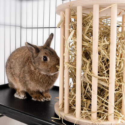 Rabbit Hay Feeder Wooden Food Feeding Rack Easy to Fill