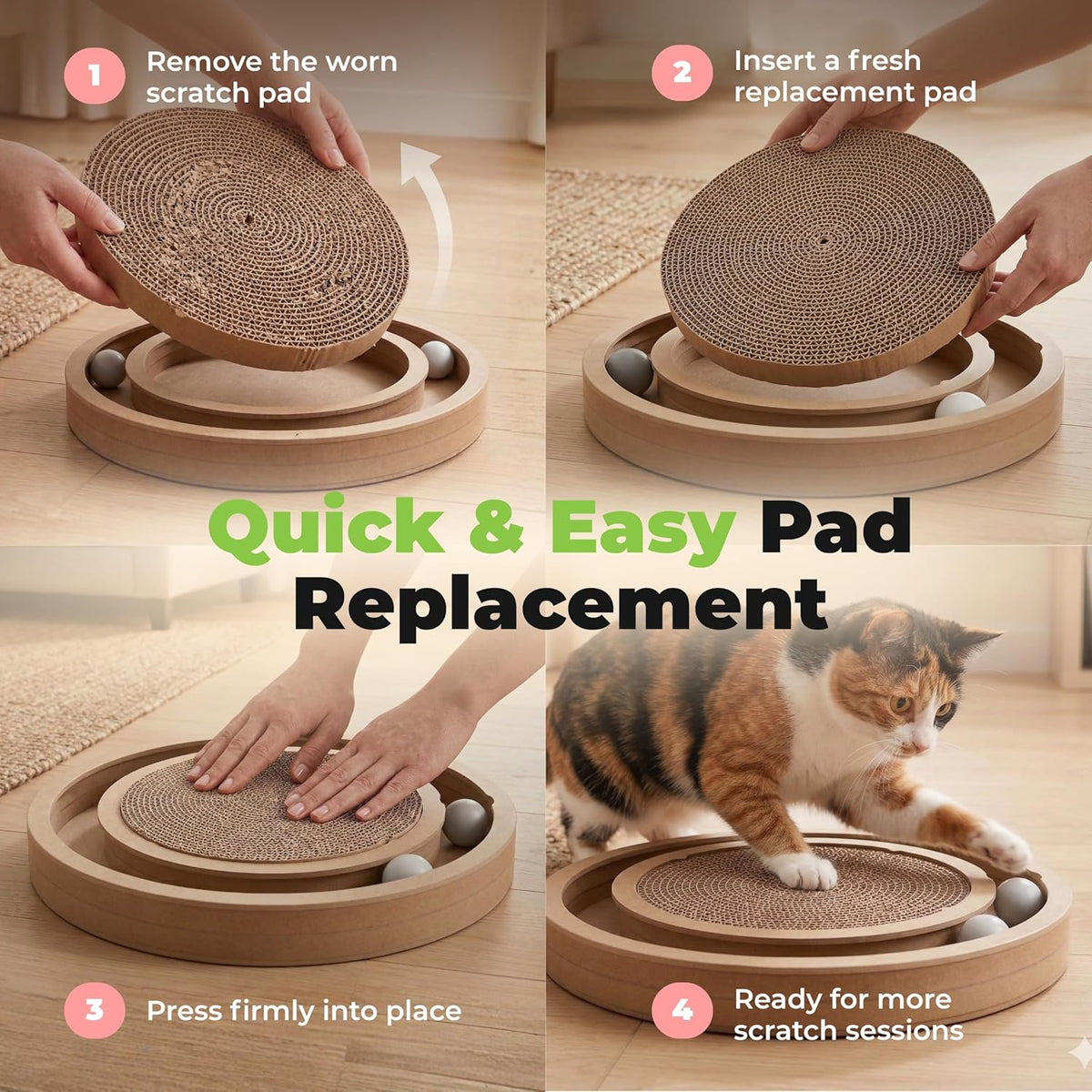 Catify Spin N' Scratch Cat Scratch Pad Refill - Round, 5-Pack