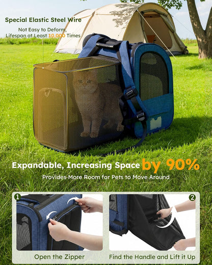 Cat Carrier Backpack Expandable, Cat Backpack with Breathable Window