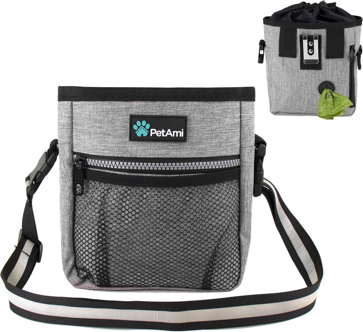 Hands Free Dog Treat Pouch for Training and Walking, Gray
