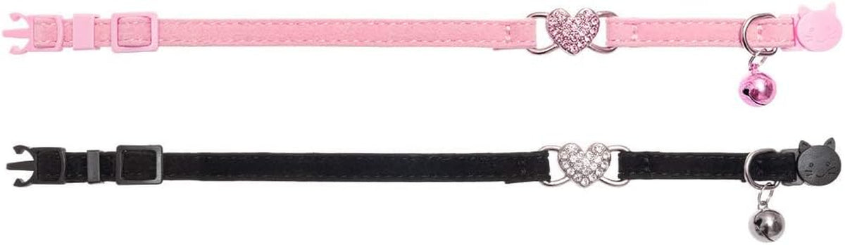 Cat Collar Breakaway with Bell, Bling Kitten Collar,Pink&Black