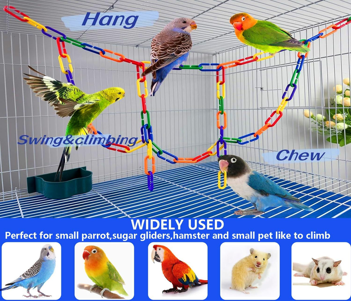 200Pcs Rainbow C-Clips Plastic Chain Links for Birds & Small Pets