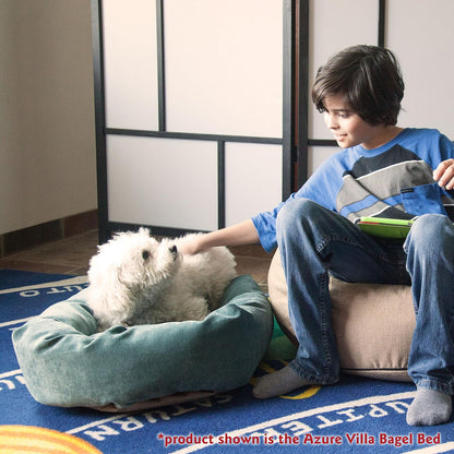 Micro Velvet Dog Bed, 52 Inch X-Large, Round, Washable, Azure