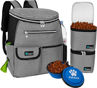 Dog Travel Backpack Airline Approved Pet Supplies Bag, Stripe Black