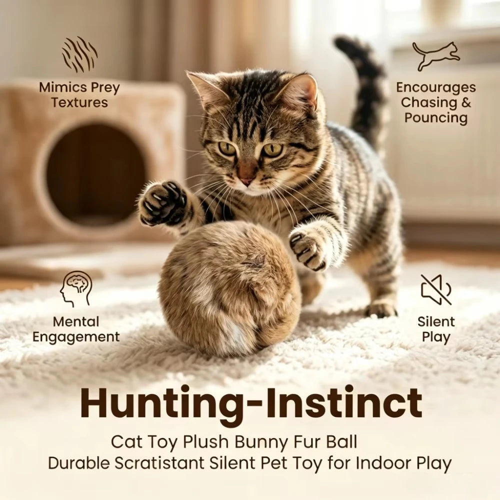 6/8Cm Silent Scratch Resistant Rabbit Fur Cat Balls Hunting Instinct Interactive Toy 1-3Pcs Indoor Kitten Play