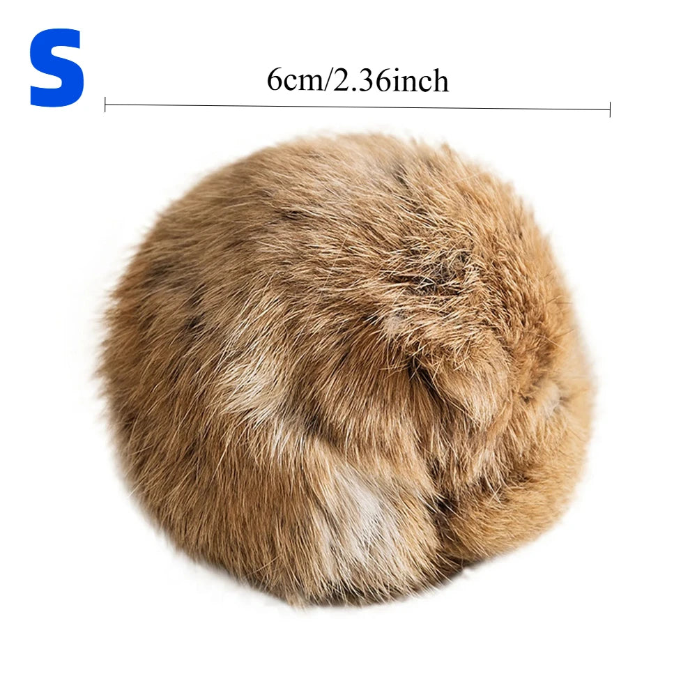 6/8Cm Silent Scratch Resistant Rabbit Fur Cat Balls Hunting Instinct Interactive Toy 1-3Pcs Indoor Kitten Play