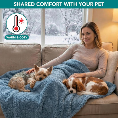 Fluffy Sherpa Waterproof Dog Blanket for Medium Pet Cat 29X40, Blue