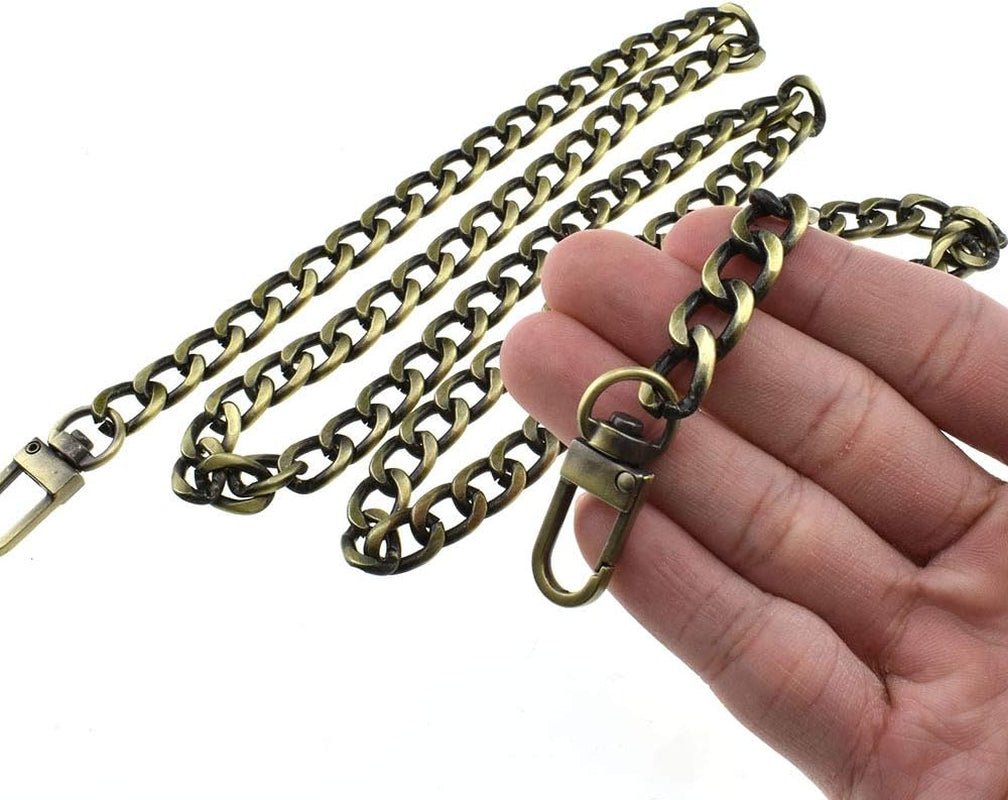 Purse Chain Strap 39.4 Inches Bronze for Shoulder Cross Body Sling Purse Handbag Clutch Replacement Comfortable Flat 0.4' Wide Enough 2.4Mm Extra Thick Metal 1 Pack