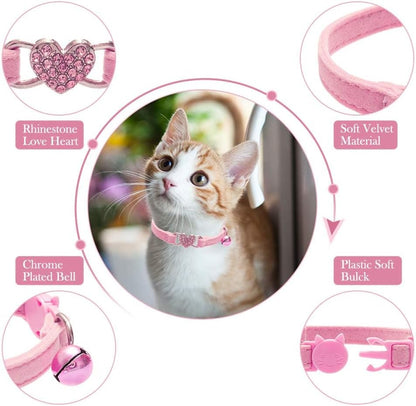 Cat Collar Breakaway with Bell, Bling Kitten Collar,Pink&Black