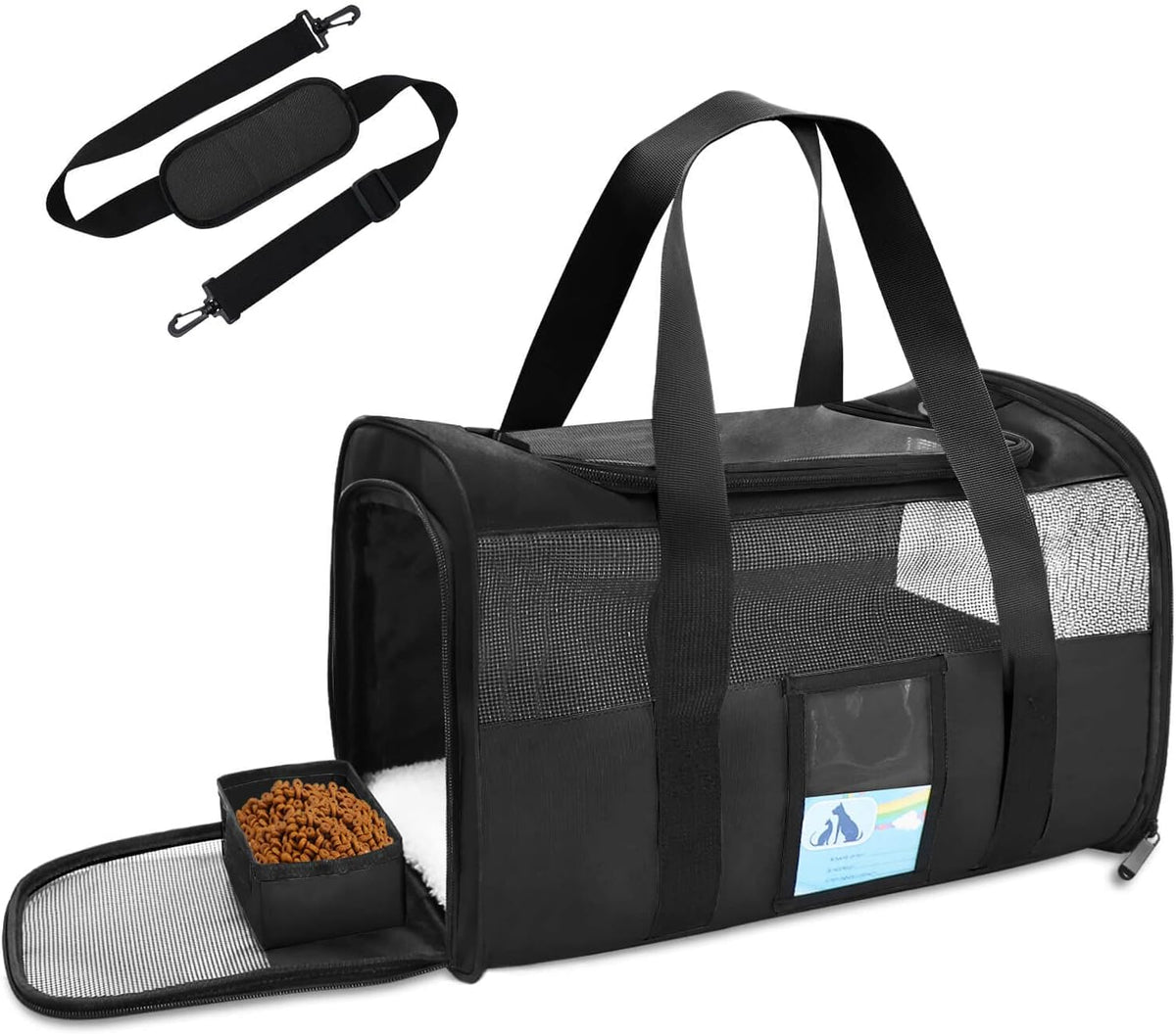 Pet Carrier Airline Approved, Cat Carriers for Medium Cats Small Cats, Soft Dog Carriers for Small Dogs, TSA Approved Pet Carrier for Cat Dog of 15 Lbs, Puppy Carrier,Black