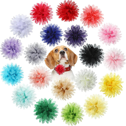 20 Pcs 4.7 Inch Dog Collar Flowers Bow, Multicolored