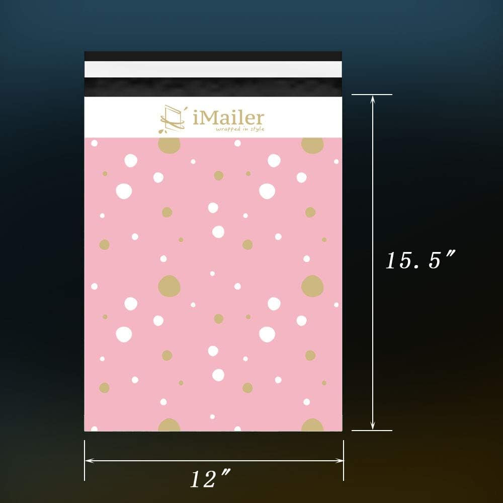 100 Count - 12 X 15.5 Inch, Pink Polka Dot - Thank You Poly Mailer Envelope