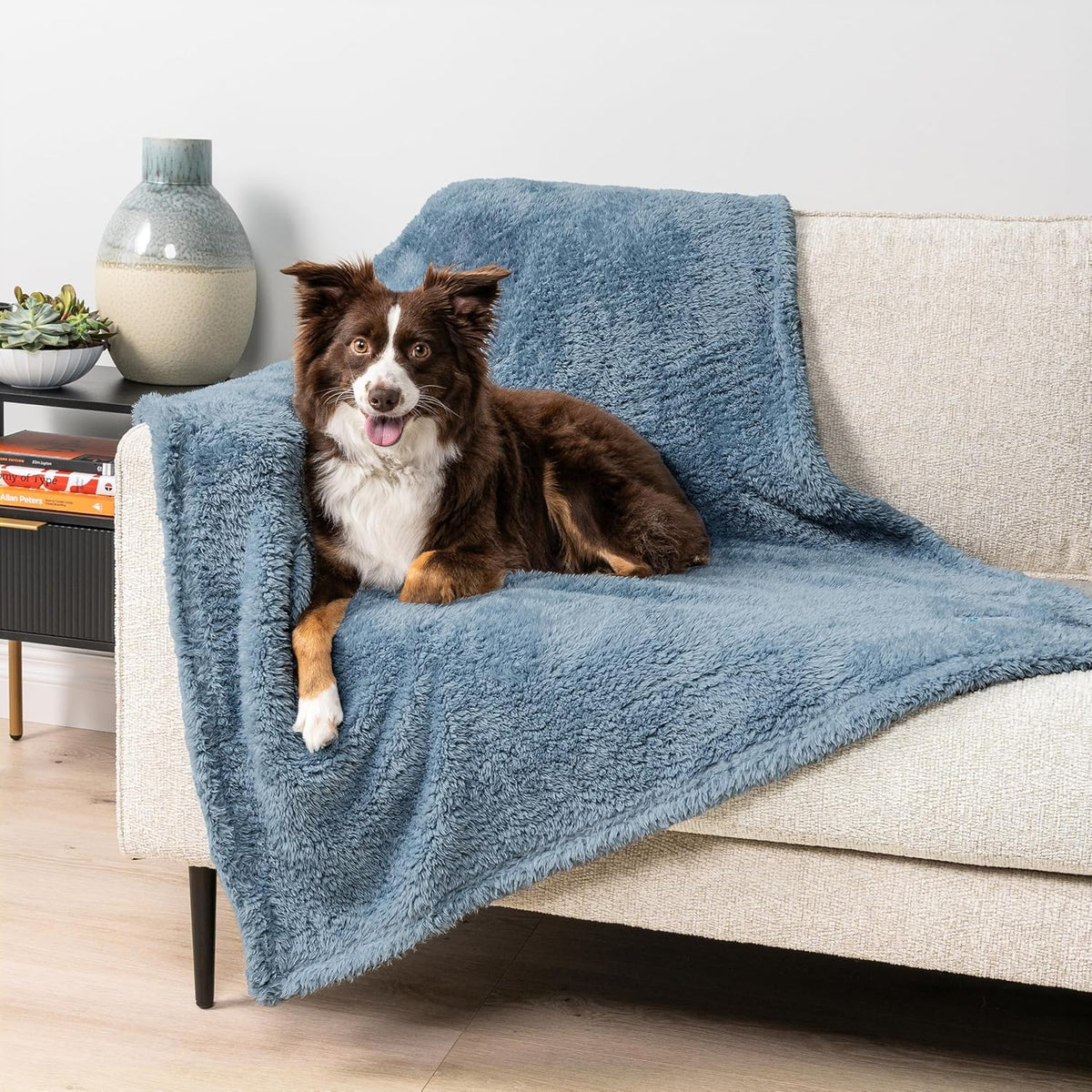 Fluffy Sherpa Waterproof Dog Blanket for Medium Pet Cat 29X40, Blue