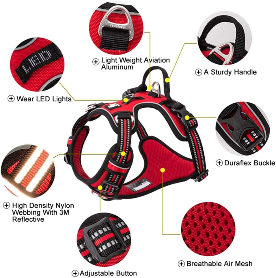 Dog Harness No Pull Nylon Reflective Pet Harness Adjustable Comfortable Control Step-In Brilliant Colors Truelove TLH56512 Orange