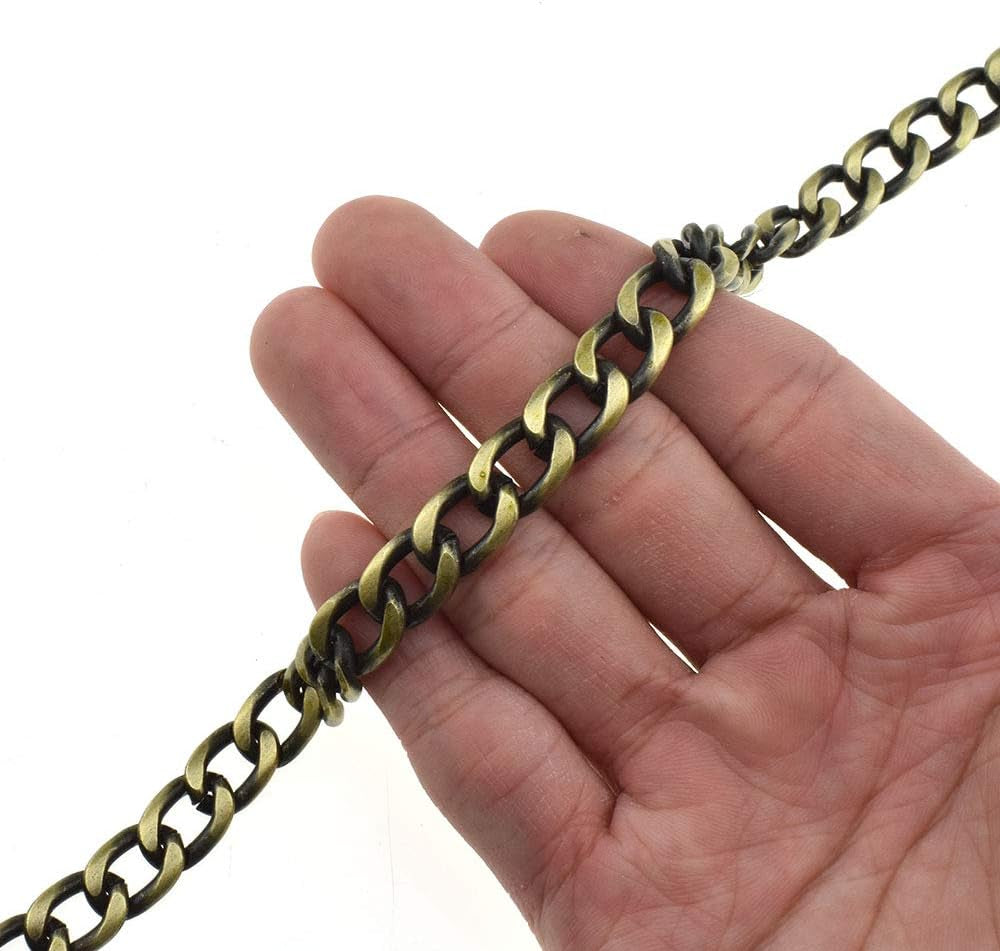 Purse Chain Strap 39.4 Inches Bronze for Shoulder Cross Body Sling Purse Handbag Clutch Replacement Comfortable Flat 0.4' Wide Enough 2.4Mm Extra Thick Metal 1 Pack