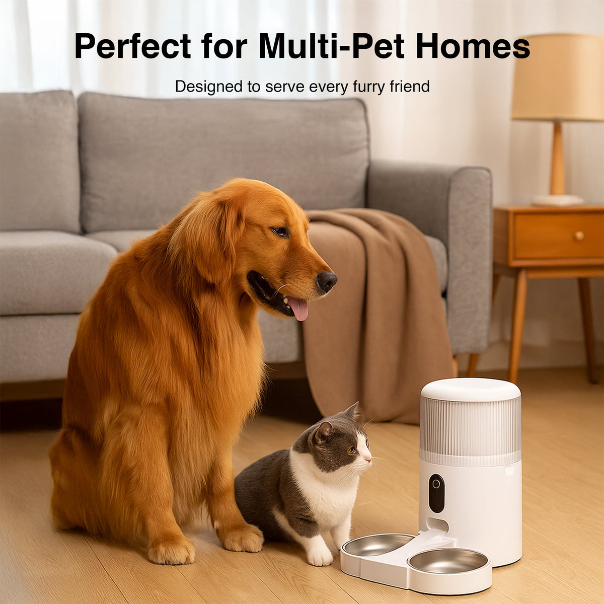 Purechew Sight Double Automatic Pet Feeder HD Camera Feeder with Double Bowls for Cats and Dogs