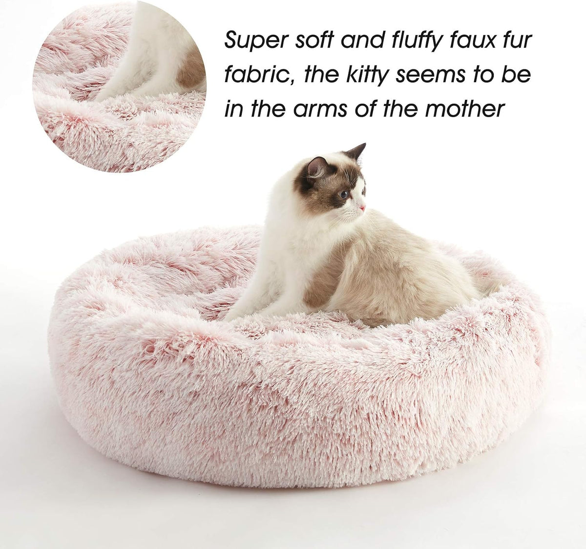 Western Home Calming Donut Cat Bed Small Dog Bed Washable,20" Pink