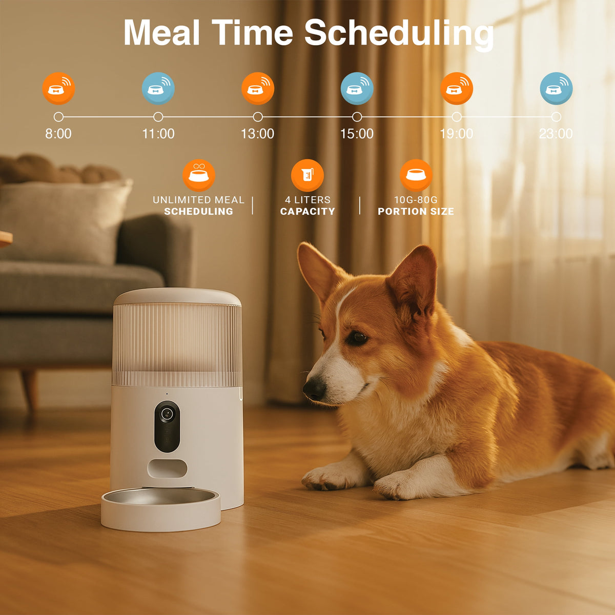 Purechew Sight Double Automatic Pet Feeder HD Camera Feeder with Double Bowls for Cats and Dogs