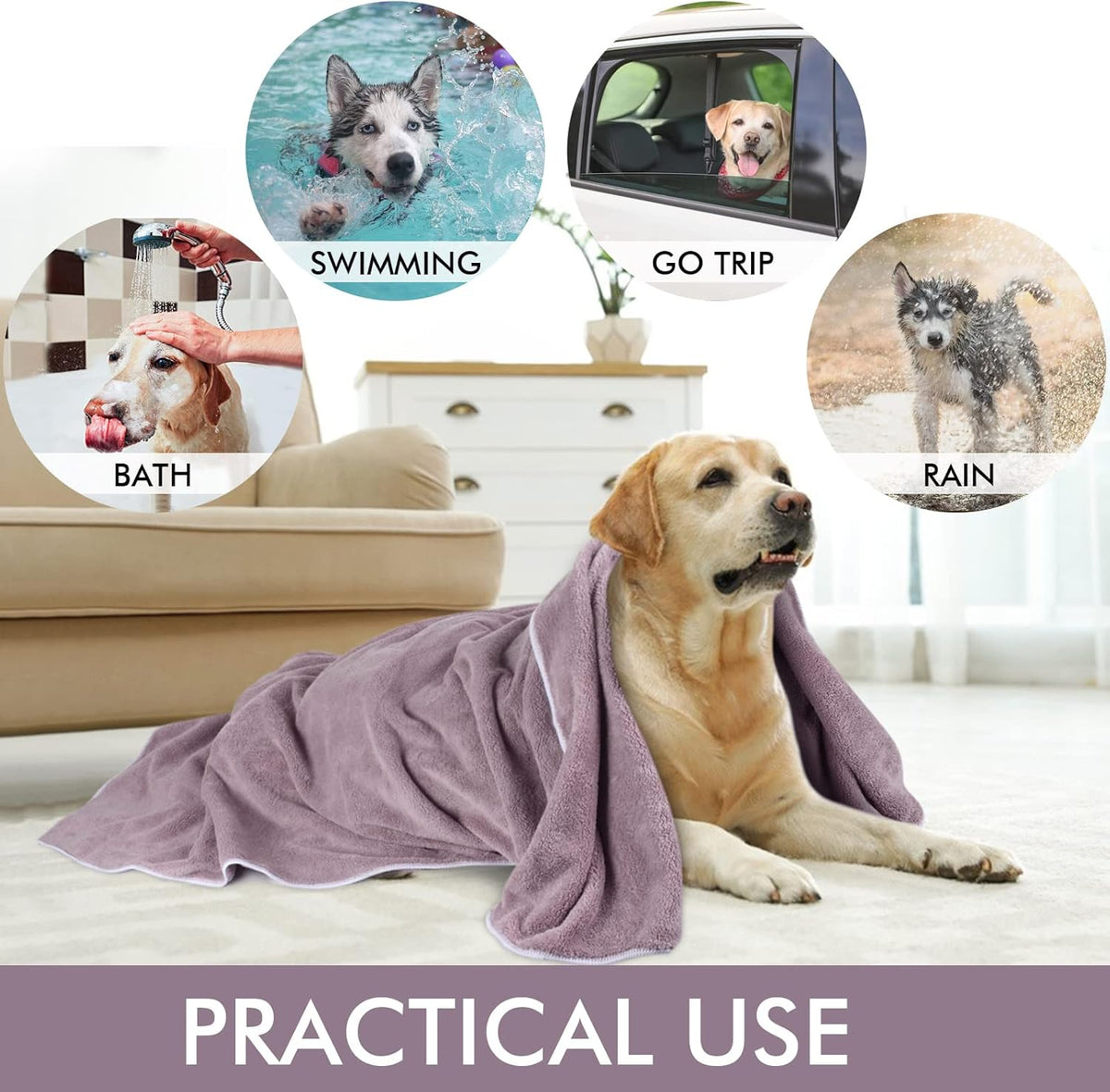 Dog Towels for Drying Dogs, Absorbent Microfiber Pet Bath Towel