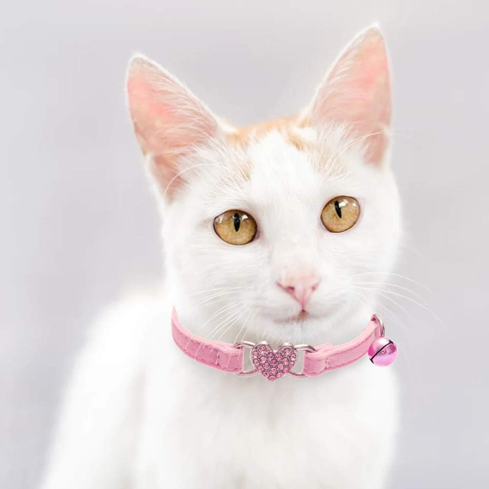 Cat Collar Breakaway with Bell, Bling Kitten Collar,Pink&Black