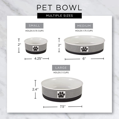 Paw & Patch Ceramic Pet Collection, Medium Set, 6X2", Gray, 2 Piece