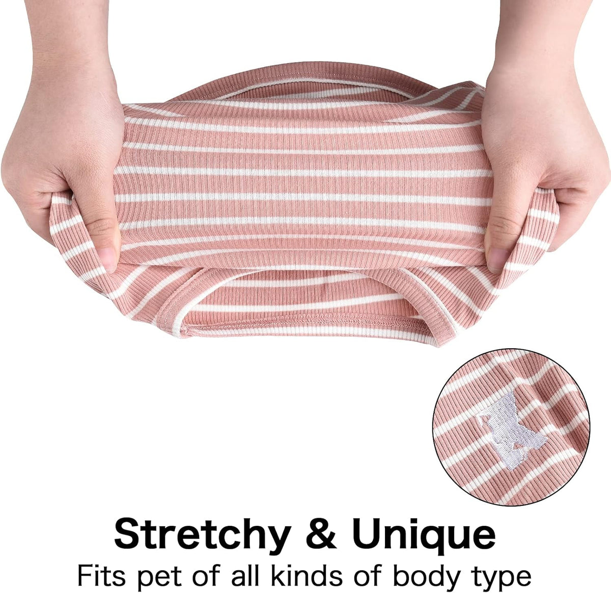 Dog Shirt Striped Lightweight Tank Top Stretchy - Pink & Green 5XL