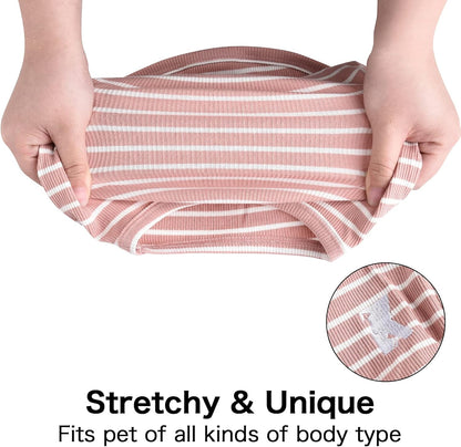 Dog Shirt Striped Lightweight Tank Top Stretchy - Pink & Green 5XL