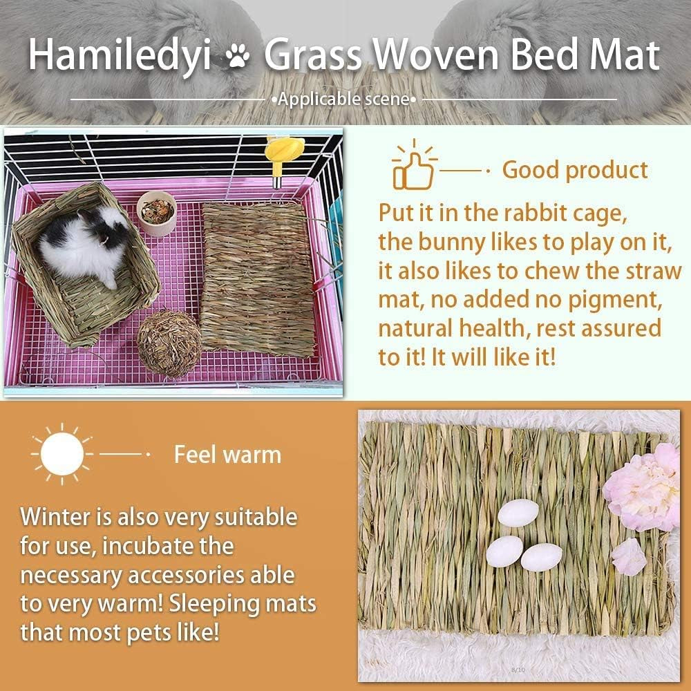 Grass Mat for Rabbit Woven Bed Mat Bunny Chew Toys (12PCS)
