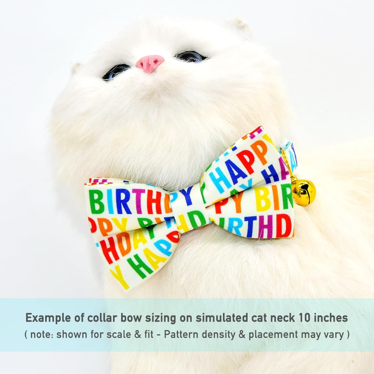 Happy Birthday Cat Breakaway Collar Bow Tie with Bell, Wedding/Birthday Cat Accessories